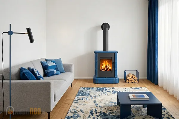 Kaflowy piec kominkowy ROMOTOP SIENA N 01 niebieski